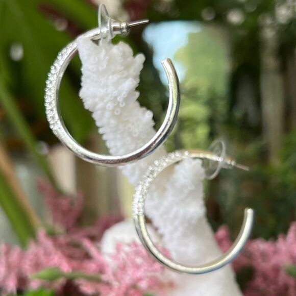 Silver Clear Swarovski Crystals Statement Earrings - Picture 5 of 10